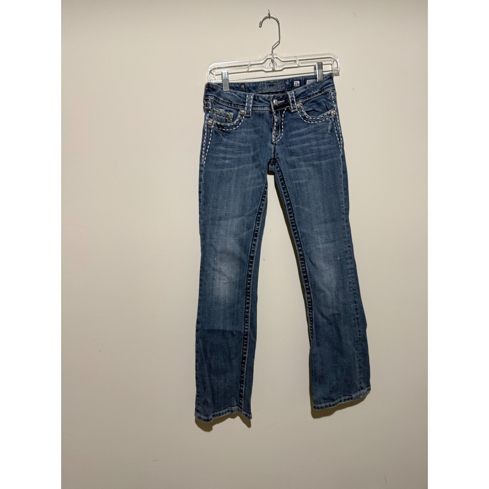 Miss Me Bootcut Jeans Medium Wash Contrast Stitch Embellished JP5152B Size 26